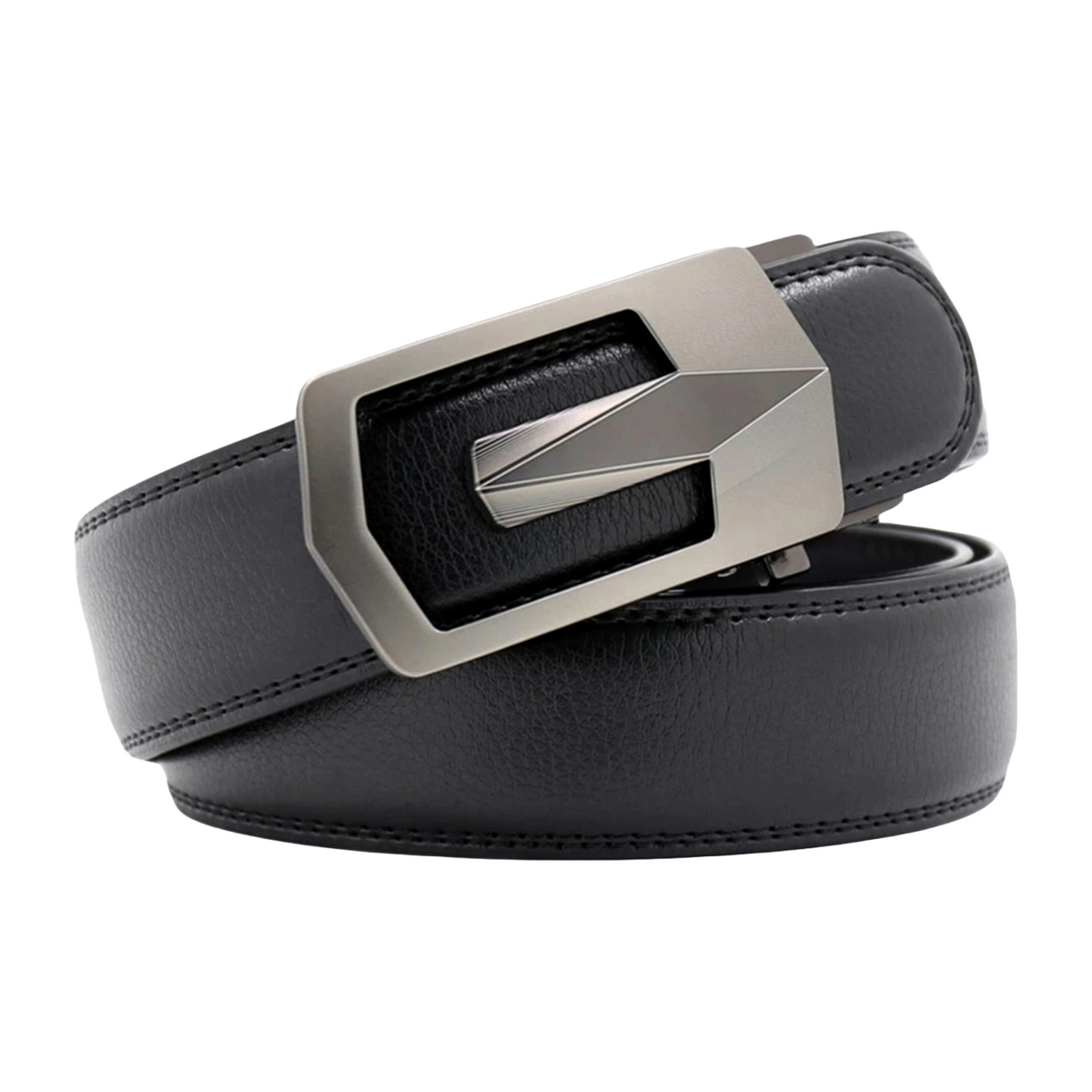 QHA Mens Black Ratchet Belt Automatic Sliding Buckle Q66