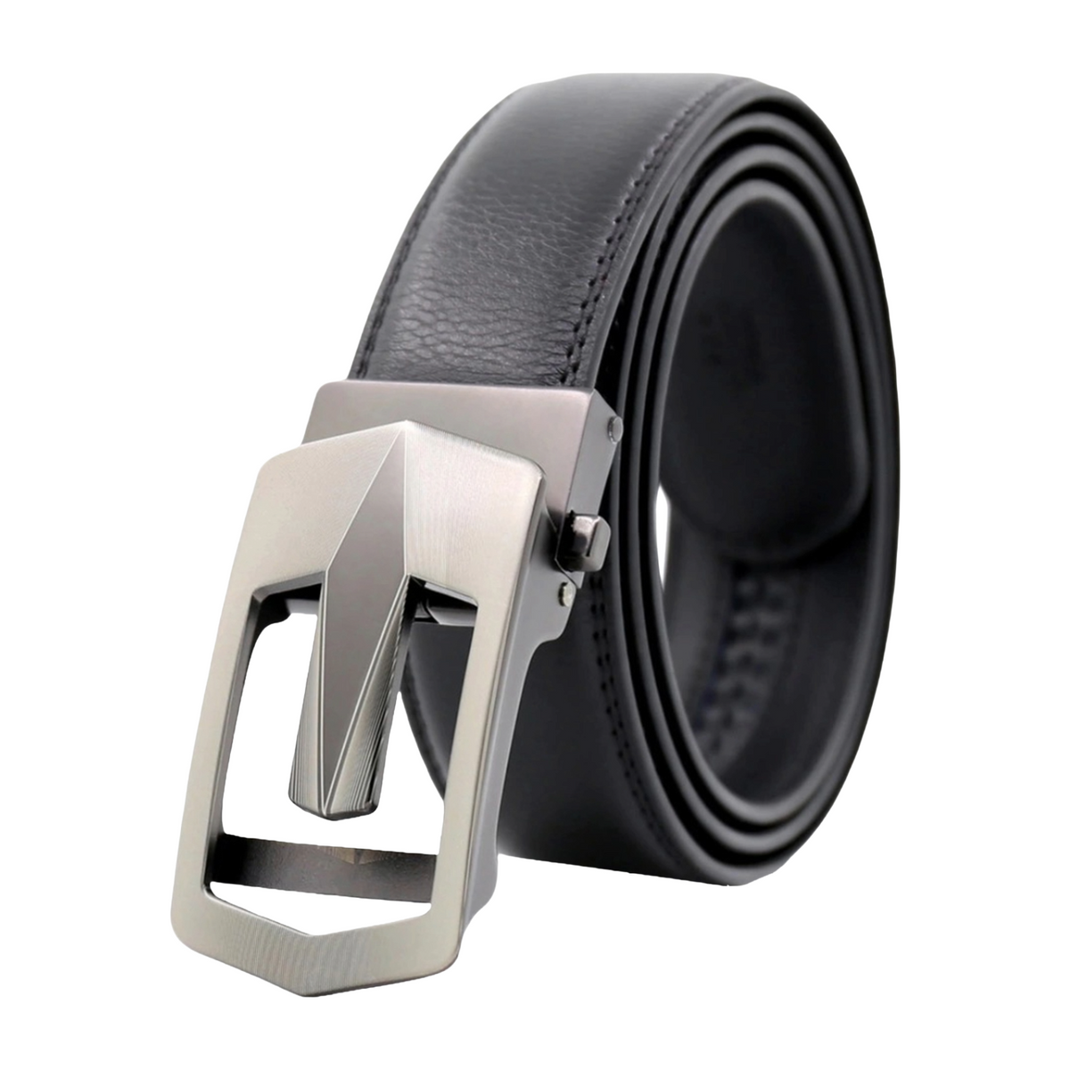 QHA Mens Black Ratchet Belt Automatic Sliding Buckle Q66
