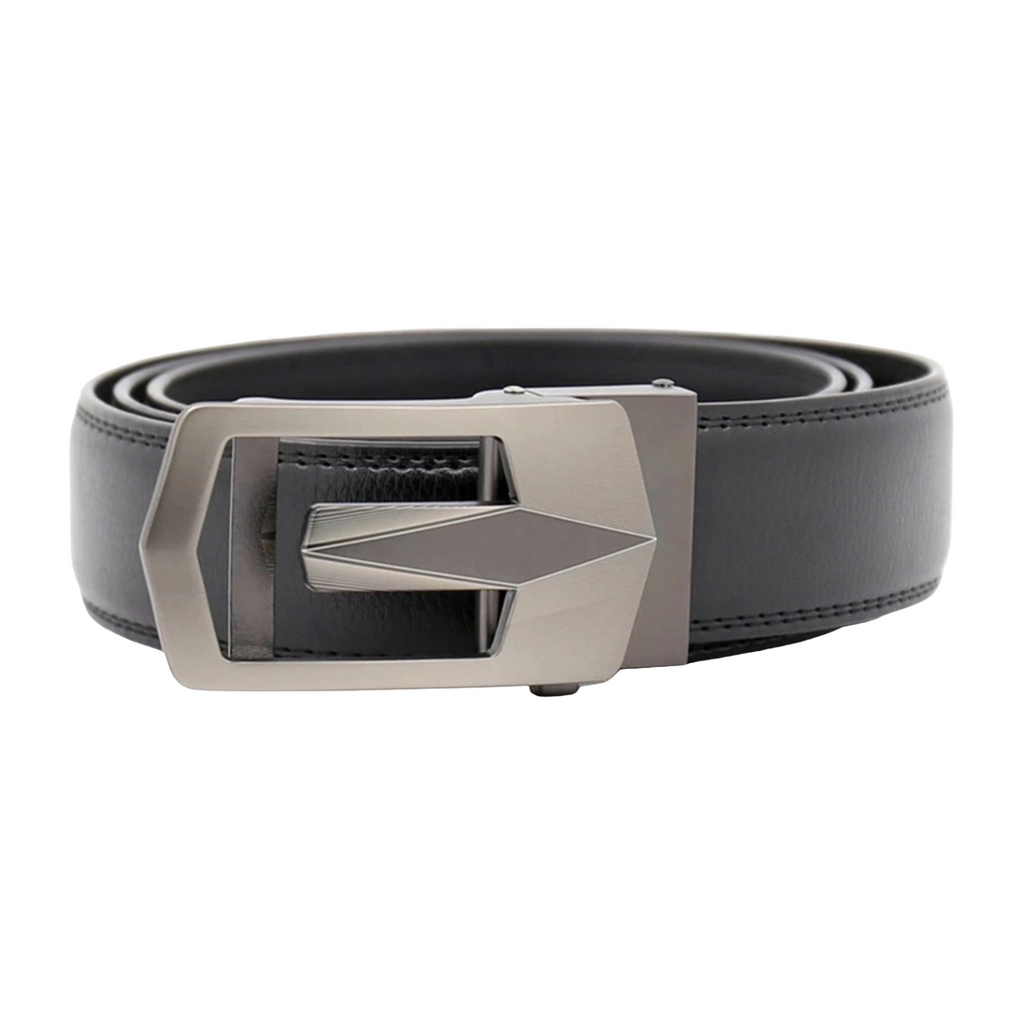 QHA Mens Black Ratchet Belt Automatic Sliding Buckle Q66