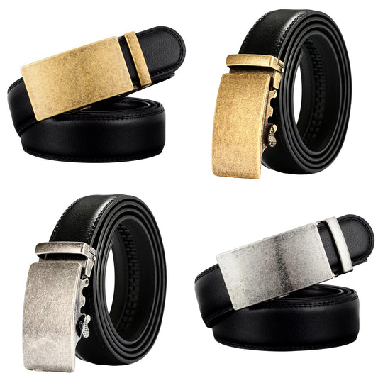 QHA Mens Ratchet Leather Belt with Automatic Buckle 35mm Wide Q69