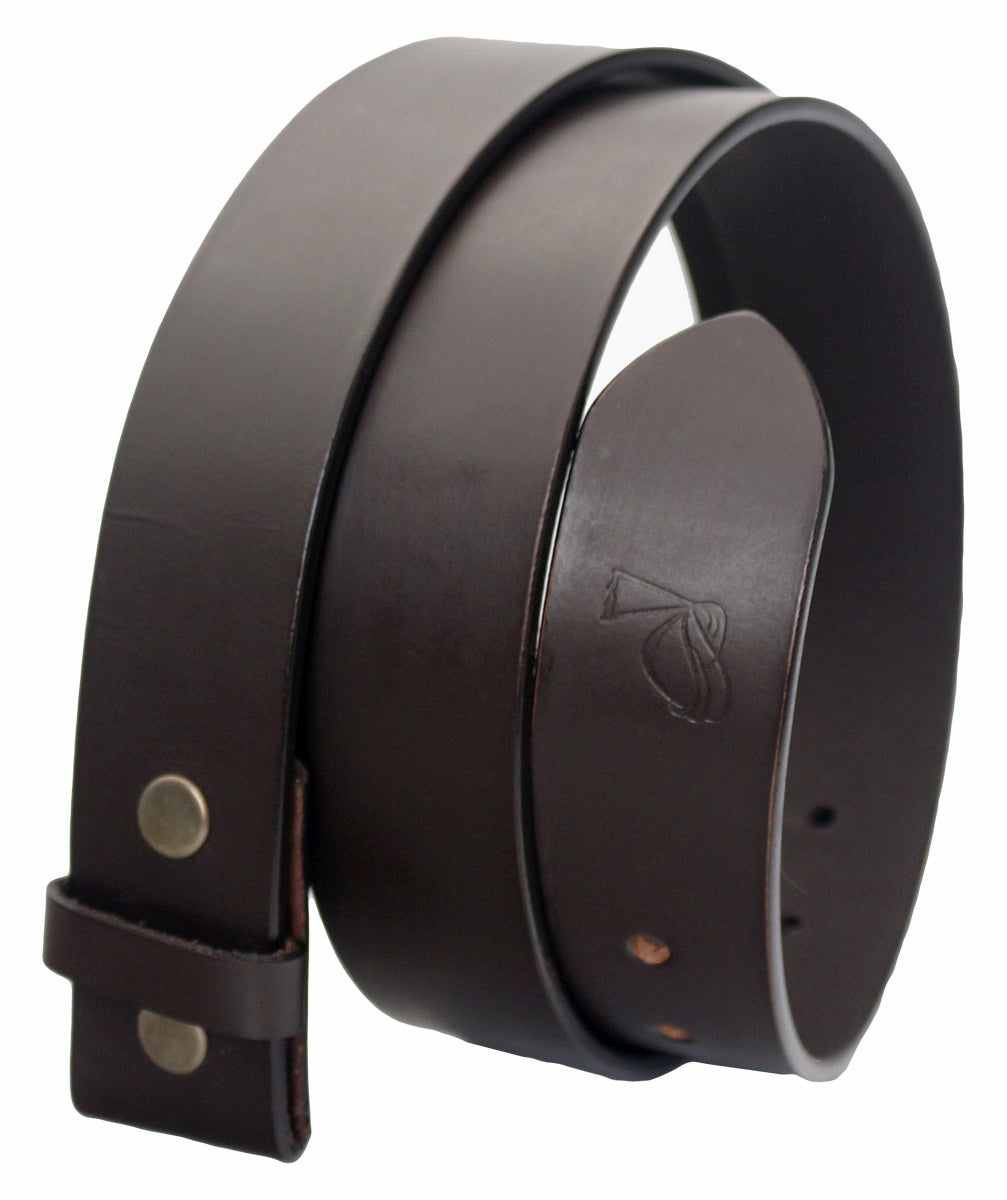 QHA Mens Snap on Leather Belt for Men Full Grain Belt Strap No Buckle Q77