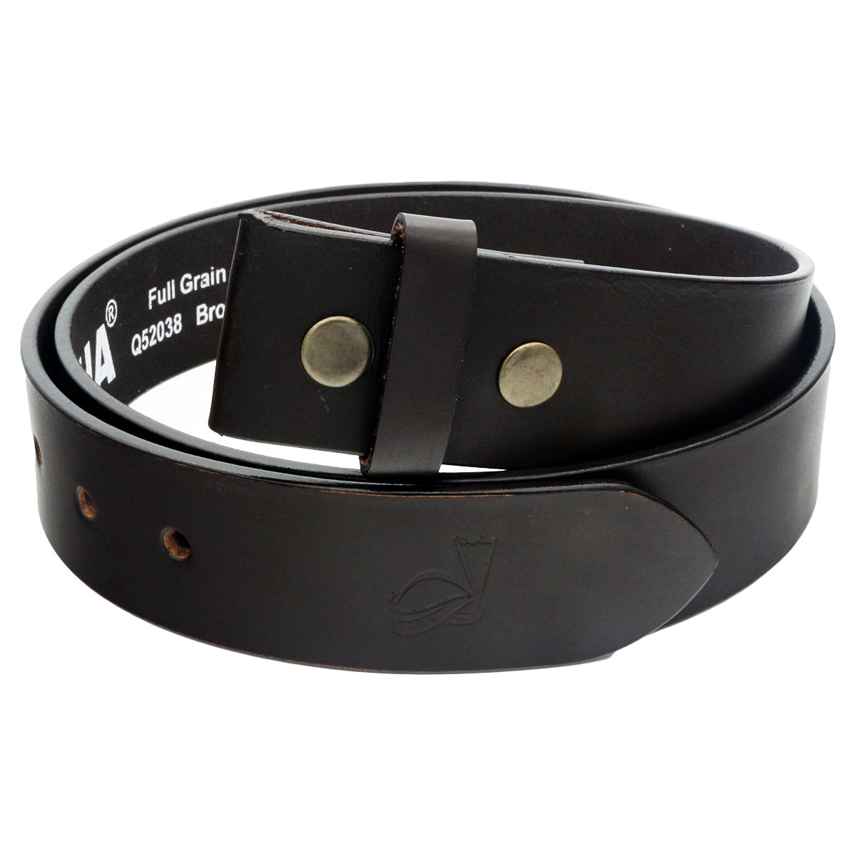 QHA Mens Snap on Leather Belt for Men Full Grain Belt Strap No Buckle Q77