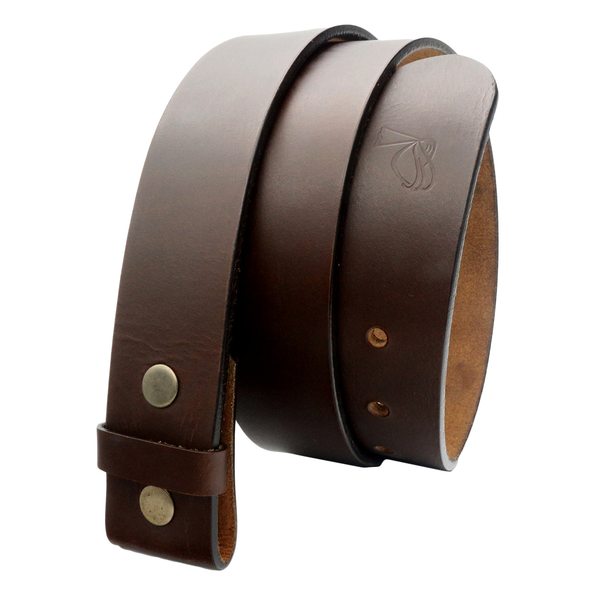 QHA Mens Snap on Leather Belt for Men Full Grain Belt Strap No Buckle Q77