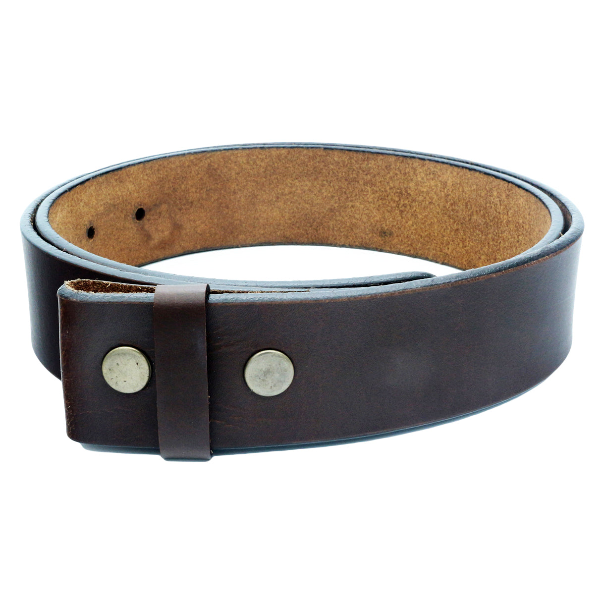 QHA Mens Snap on Leather Belt for Men Full Grain Belt Strap No Buckle Q77