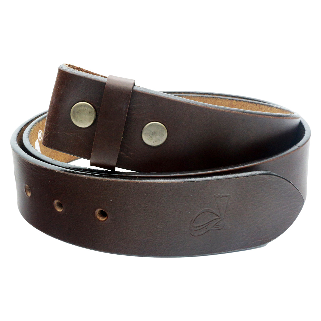 QHA Mens Snap on Leather Belt for Men Full Grain Belt Strap No Buckle Q77