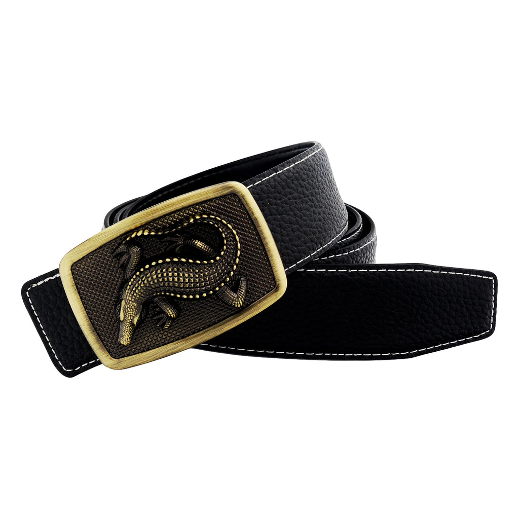 Ceinture en cuir QHA pour homme, boucle crocodile, largeur 38 mm, Q86