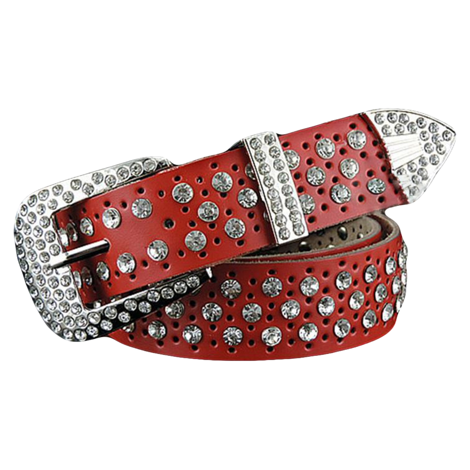 QHA Women's Real Leather Belt Rhinestone Party Fashion Designer Waist Belt Q94