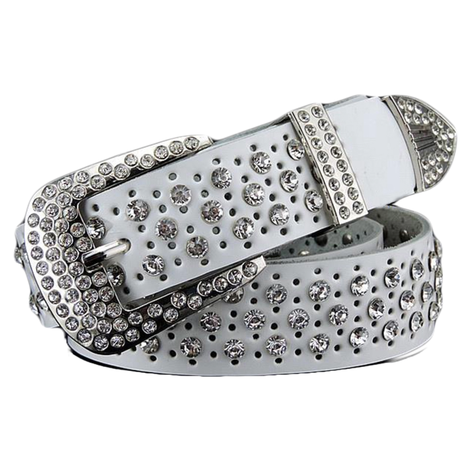 QHA Women's Real Leather Belt Rhinestone Party Fashion Designer Waist Belt Q94