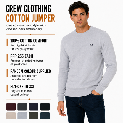 Crew Clothing Mens Cotton Crew Neck Jumper Random Colour XS-3XL RRP £55 - QHA UK