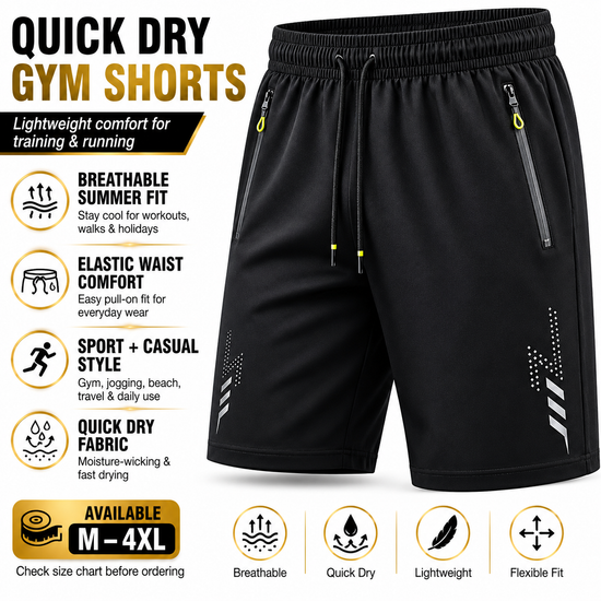 Mens Quick Dry Gym Shorts Running Sports Casual Summer Shorts - QHA UK