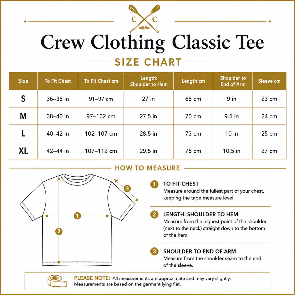 Crew Clothing Company Mens Classic T-Shirt 100% Cotton Oars Tee S-XL - QHA UK