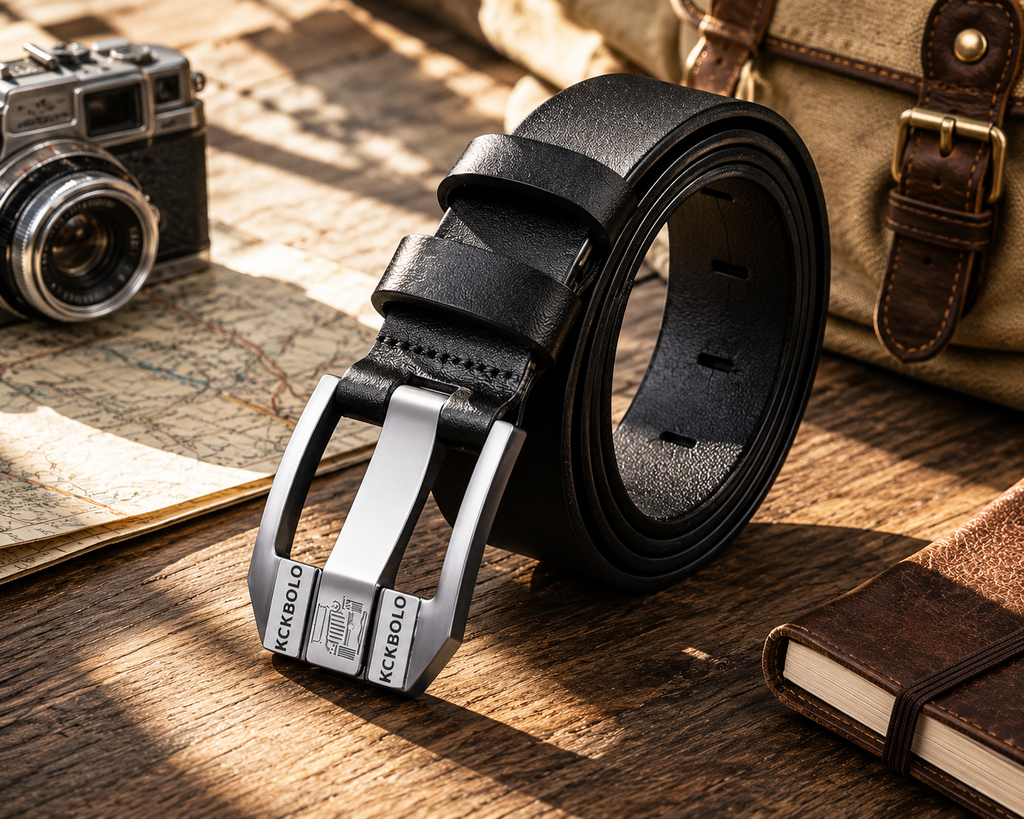 Mens Split Leather Belt 3.8cm Smart Casual Black Coffee Waist 30-40 - QHA UK