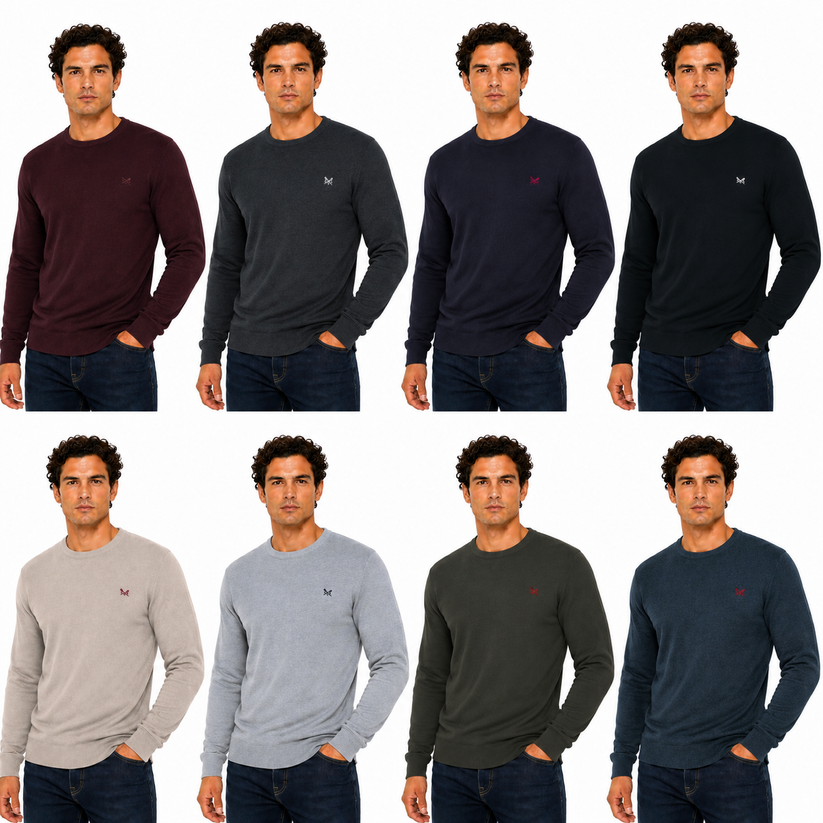 Crew Clothing Mens Cotton Crew Neck Jumper Random Colour XS-3XL RRP £55 - QHA UK
