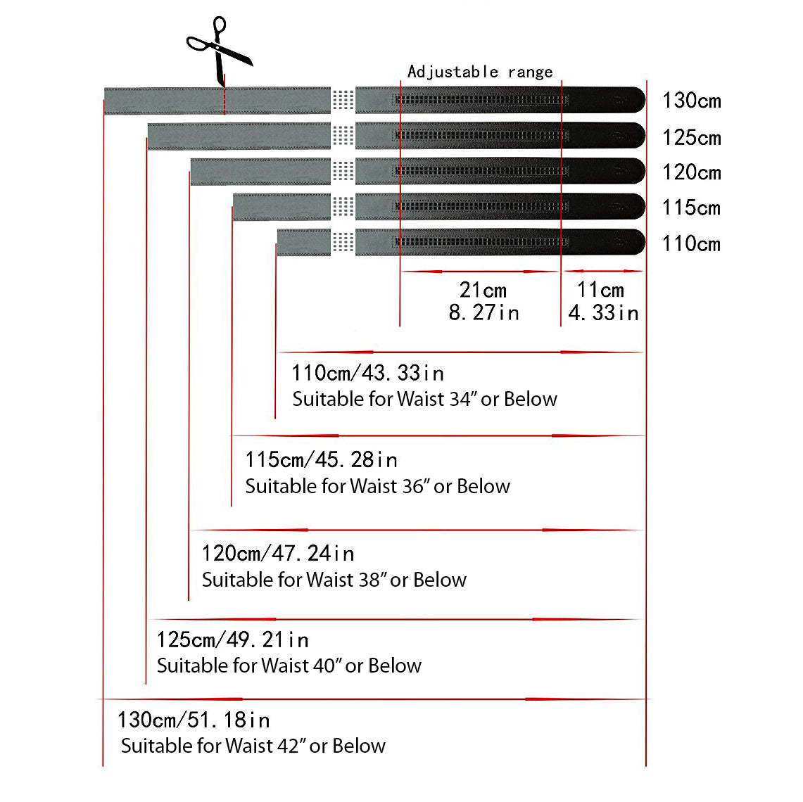 QHA Mens 35mm Ratchet Leather Belt, Gunmetal Brushed Plate Automatic Buckle Q75