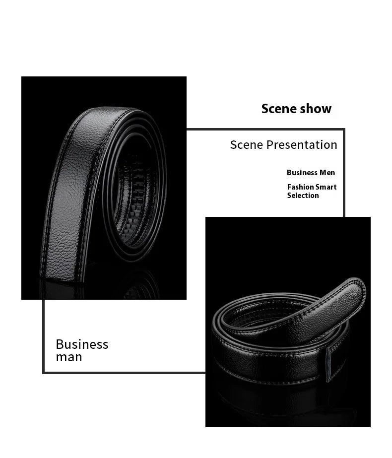Mens Genuine Leather Ratchet Belt Strap 35mm Black Replacement 160cm
