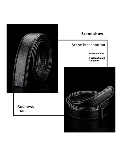 Mens Genuine Leather Ratchet Belt Strap 35mm Black Replacement 160cm