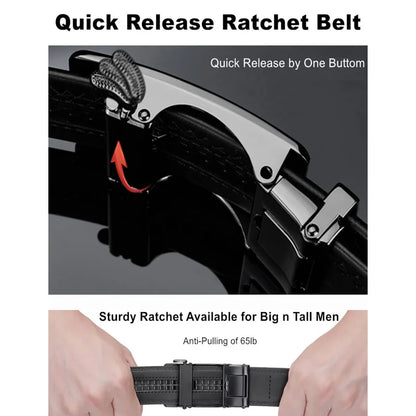 Mens Genuine Leather Ratchet Belt Black Brown 2-Pack 110-140cm