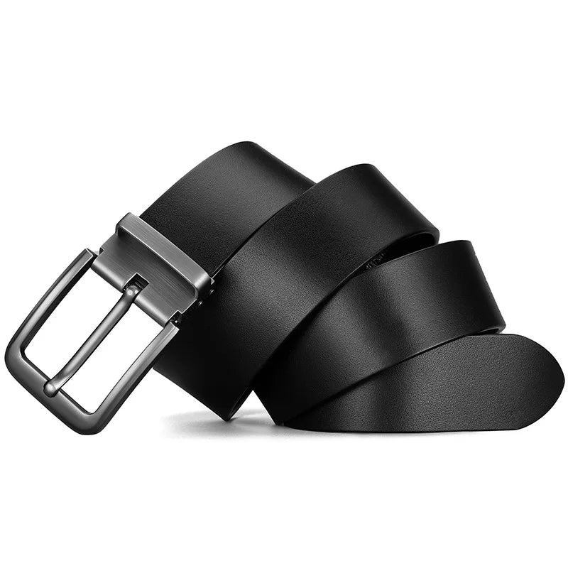 Black belt with a silver buckle on a white background