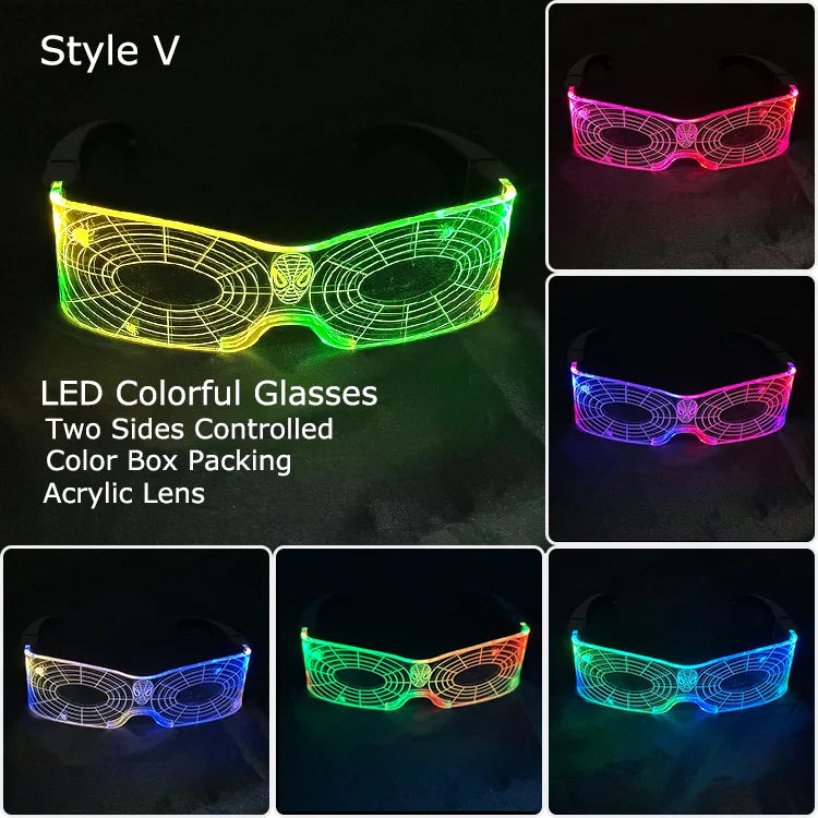 LED Light-Up Party Glasses – Acrylic Luminous Shades for Festivals, KTV, Bar & Stage Performances | Unisex for Adults & Kids