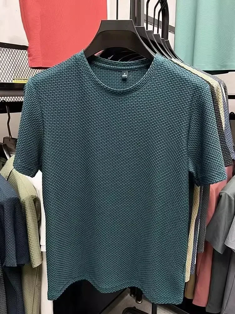 Mens Ice Silk Mesh T-Shirt Breathable Slim Fit Short Sleeve Summer Top M-5XL