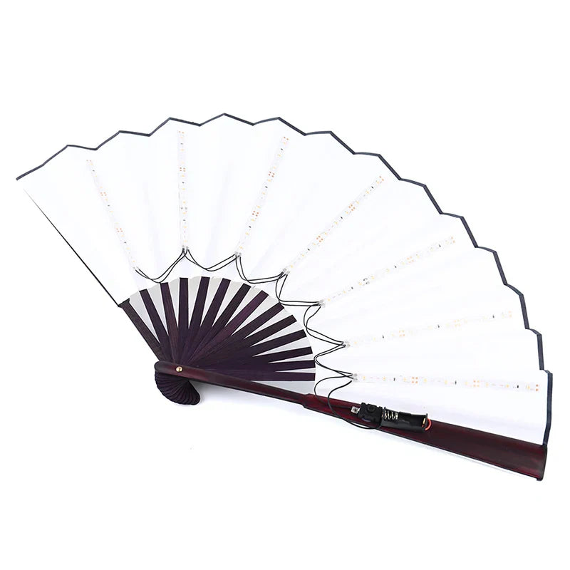 LED Light-Up Foldable Hand Fan – Glowing Neon Bamboo Fan for Dance, Concerts, & Performance Props