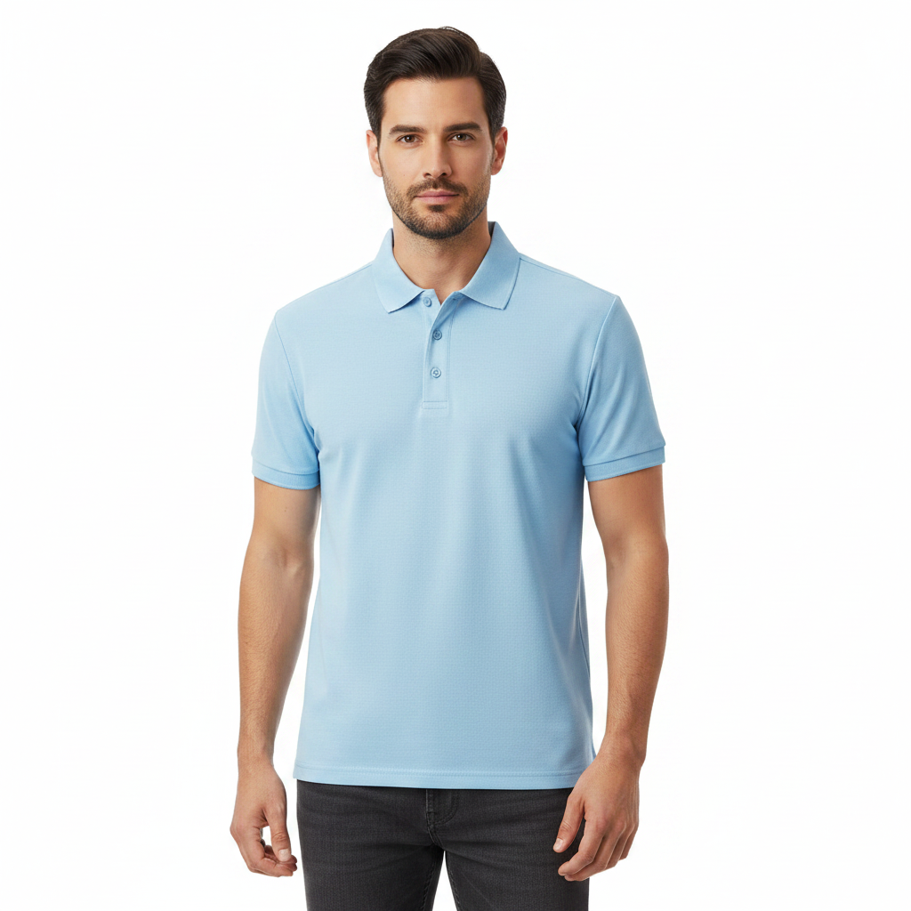 Mens Summer Polo Shirt Polyester Breathable Sweat Absorbent Short Sleeve Top UK
