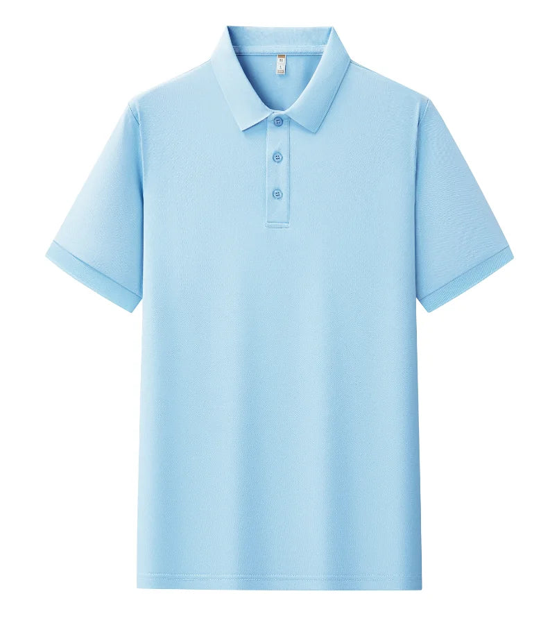Mens Summer Polo Shirt Polyester Breathable Sweat Absorbent Short Sleeve Top UK