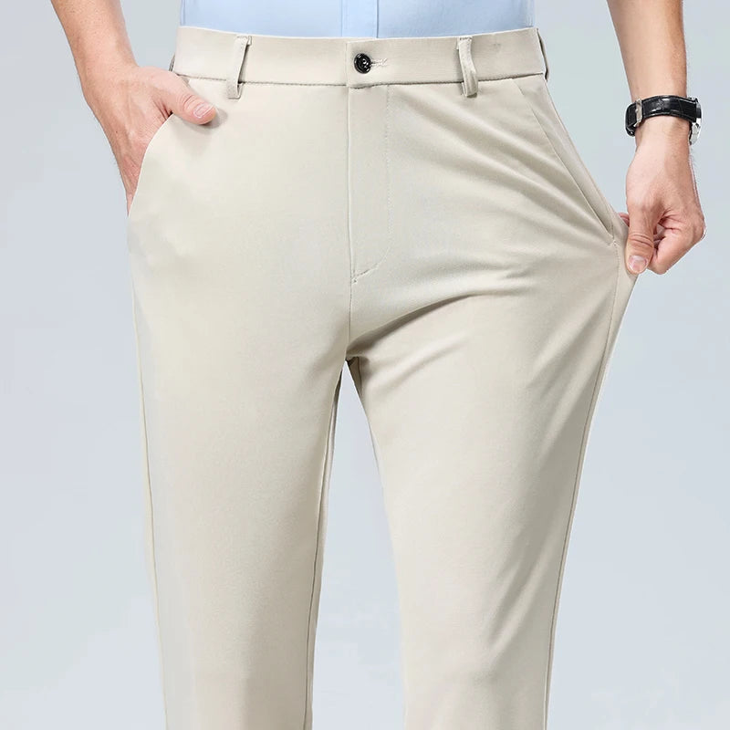 Mens Slim Fit Formal Trousers Stretch Smart Business Suit Pants - QHA UK