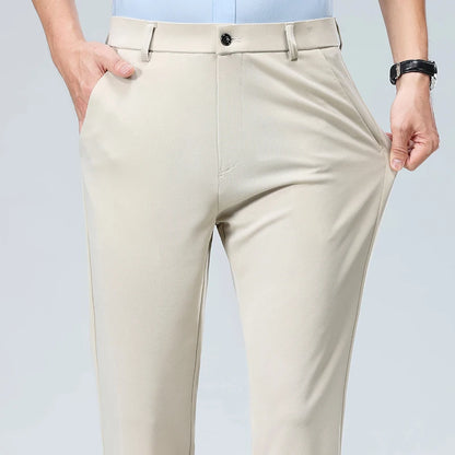 Mens Slim Fit Formal Trousers Stretch Smart Business Suit Pants - QHA UK