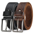 Mens Genuine Cowhide Leather Belt Antique Needle Buckle Casual Jeans Belt 40mm - QHA UK