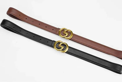 Women's PU Leather Denim Buckle Belt Casual Waistband Black Brown 95–110cm