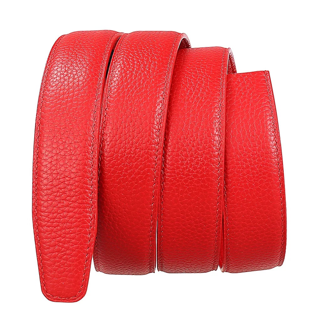 Men's Leather Belt Strap Without Buckle — Slim 3cm Cowhide Replacement Strap
