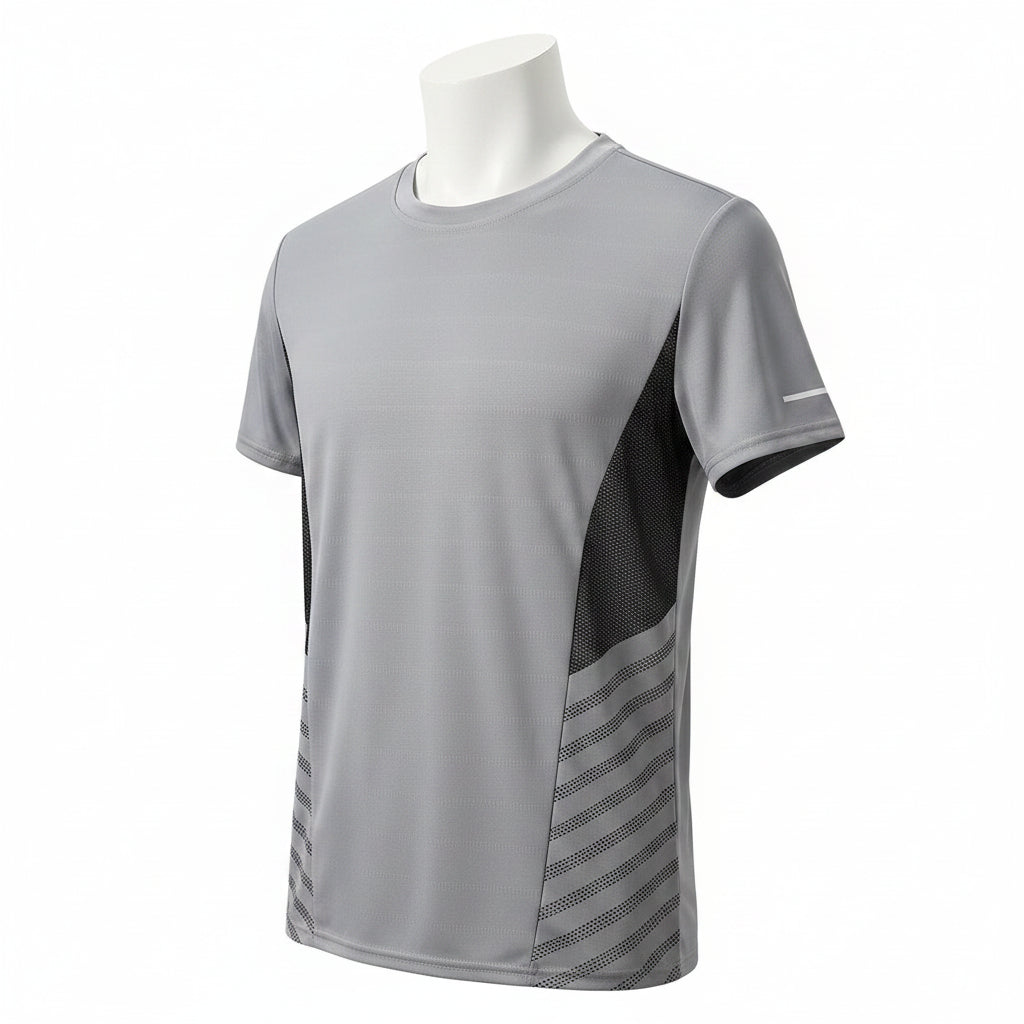 Mens Ice Silk Running T-Shirt | Quick Dry Breathable Reflective Gym Top
