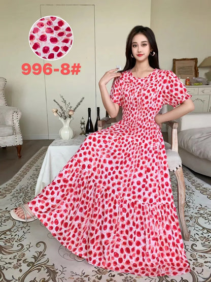 Womens Cotton Floral Boho Ankle Length Beach Dress One Size