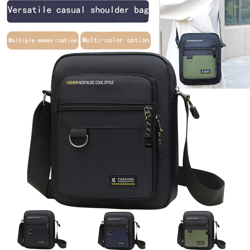 Men's Bag Zip Waterproof Polyester Durable Crossbody Resistant Nylon