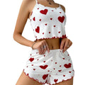 Women Love Print Pyjama Set Soft Cami Shorts Summer Nightwear UK - QHA UK