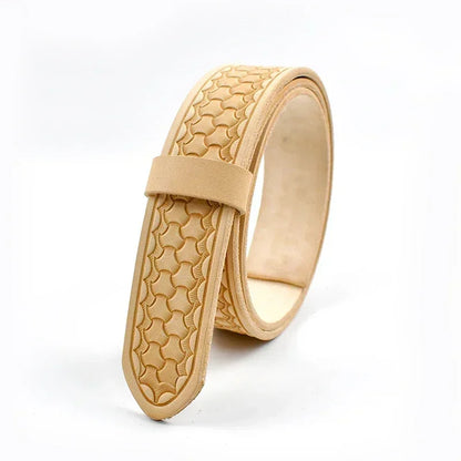 Men's Embossed Leather Belt Strap Without Buckle — 3.8cm Cowhide, Croc Print