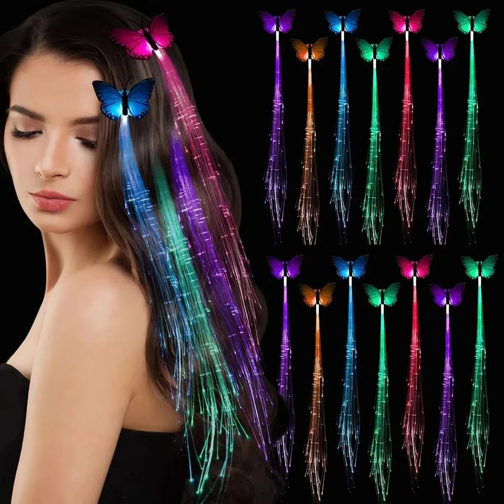 LED Fibre Optic Hair Clips – Light-Up Flash Braids & Luminous Hair Barrettes for Birthdays, Weddings, Parties & Carnivals
