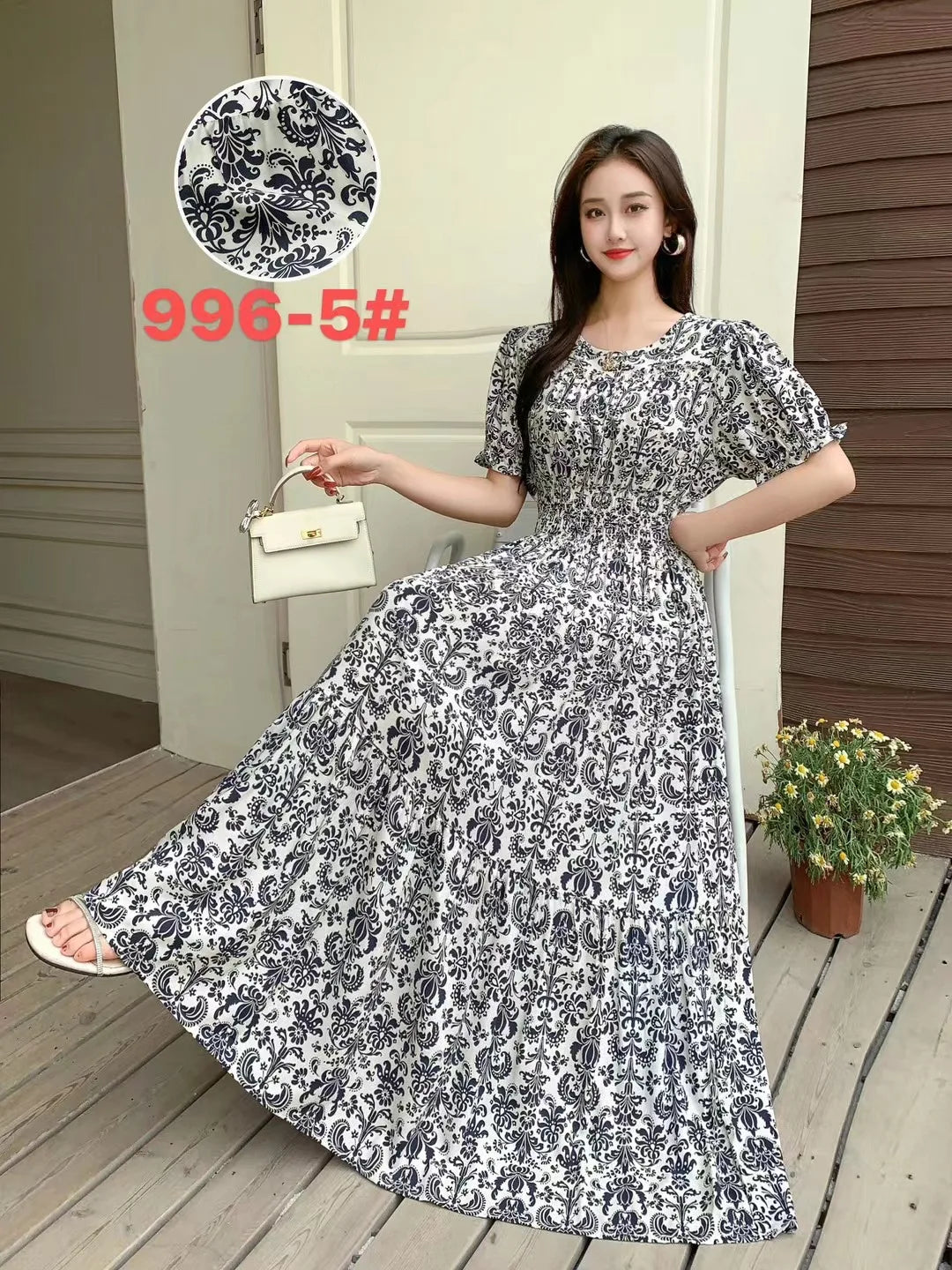 Womens Cotton Floral Boho Ankle Length Beach Dress One Size