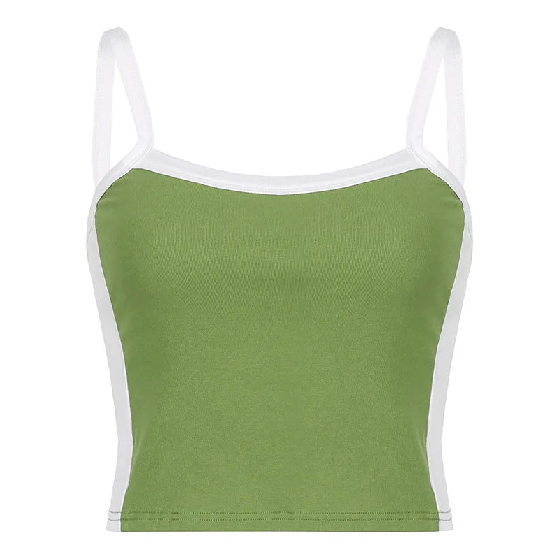 Womens Crop Cami Top Sleeveless Stretch Summer Vest Y2K Backless Top - QHA UK