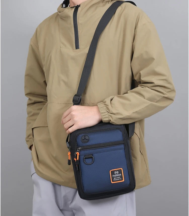 Men's Mini Oxford Messenger Bag with Zipper Closure and Polyester Lining