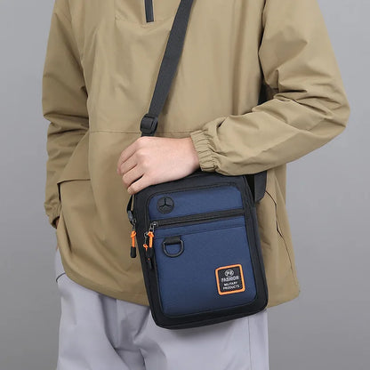 Men's Mini Oxford Messenger Bag with Zipper Closure and Polyester Lining