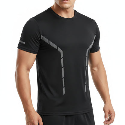 Mens Ice Silk Running T-Shirt | Quick Dry Breathable Reflective Gym Top