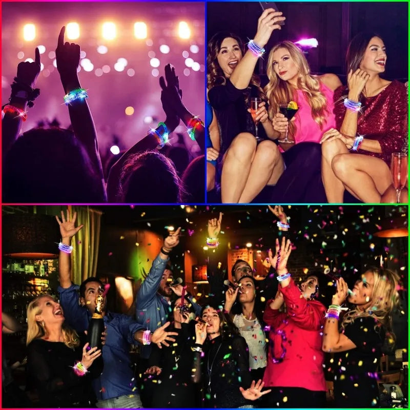 1–100PCS LED Glow Bracelets – Light-Up Bands for Halloween, Concerts, Parties & Holiday Decorations