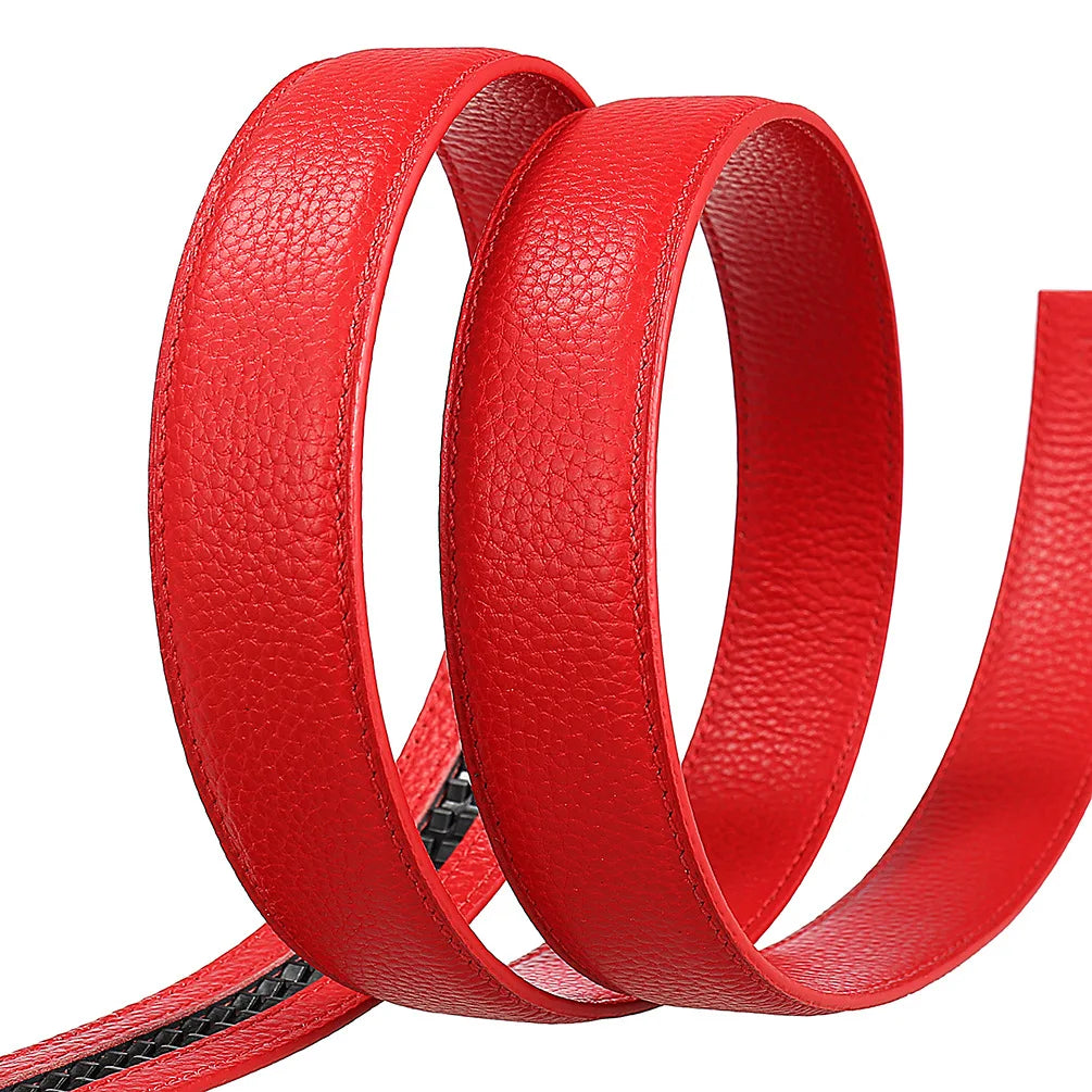 Men's Leather Belt Strap Without Buckle — Slim 3cm Cowhide Replacement Strap