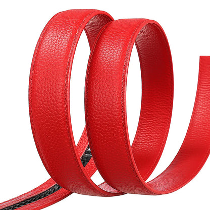 Men's Leather Belt Strap Without Buckle — Slim 3cm Cowhide Replacement Strap