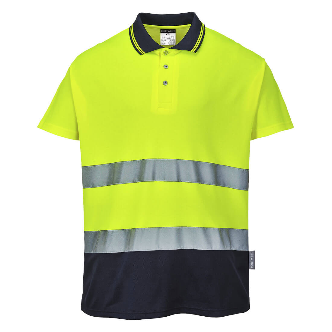 Portwest Hi-Vis Cotton Comfort Contrast Polo Shirt S/S
