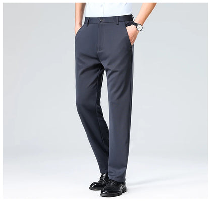 Mens Slim Fit Formal Trousers Stretch Smart Business Suit Pants - QHA UK