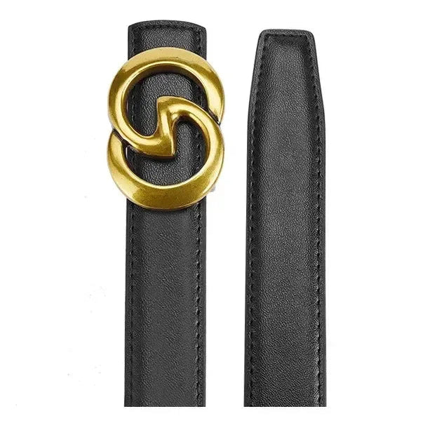Women's PU Leather Denim Buckle Belt Casual Waistband Black Brown 95–110cm