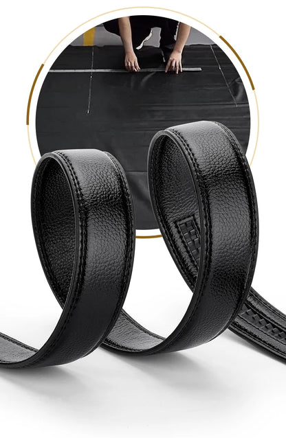 Mens Genuine Leather Ratchet Belt Strap 35mm Black Replacement 160cm